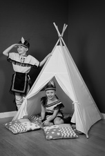 Mamo Tato Stan pro děti teepee, týpí bez výbavy - šedý / světle růžový