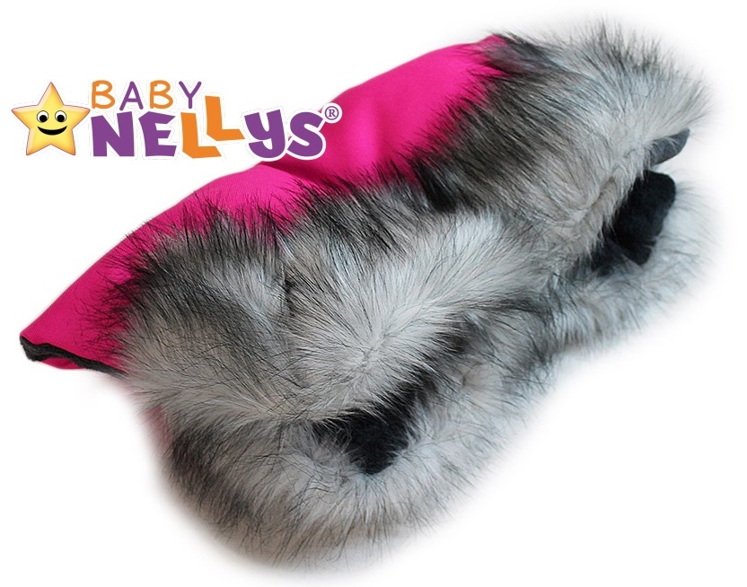 Rukávník ke kočárku s kožešinkou Baby Nellys ® flees LUX Eskymo - růžová/amarantová