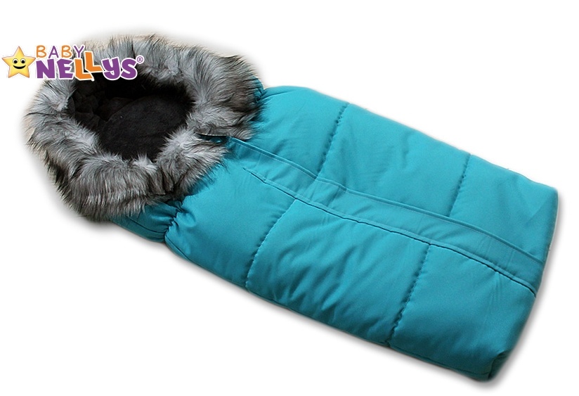 Fusák nejen do autosedačky Baby Nellys ® ESKYMO s kožíškem LUX - mořská/tyrkysová