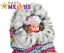 Fusák nejen do autosedačky Baby Nellys ® ESKYMO s kožíškem LUX - barevné lístky - HOLKA (růžové, tyrkys, zelené aj.)