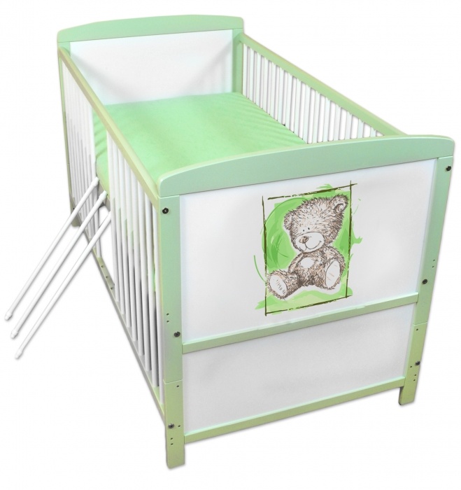 Dřevěná postýlka 2v1 Sweet Dreams by Teddy - zelená/bílá NELLYS 