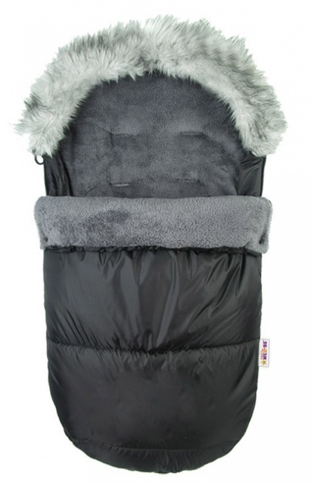 Multifunkční fusák s kožešinkou Baby Nellys ® 4v1 DELUX - černý