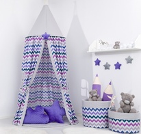 Stan pro děti, závěsný stan - fialový cik cak / šedý BABY NELLYS