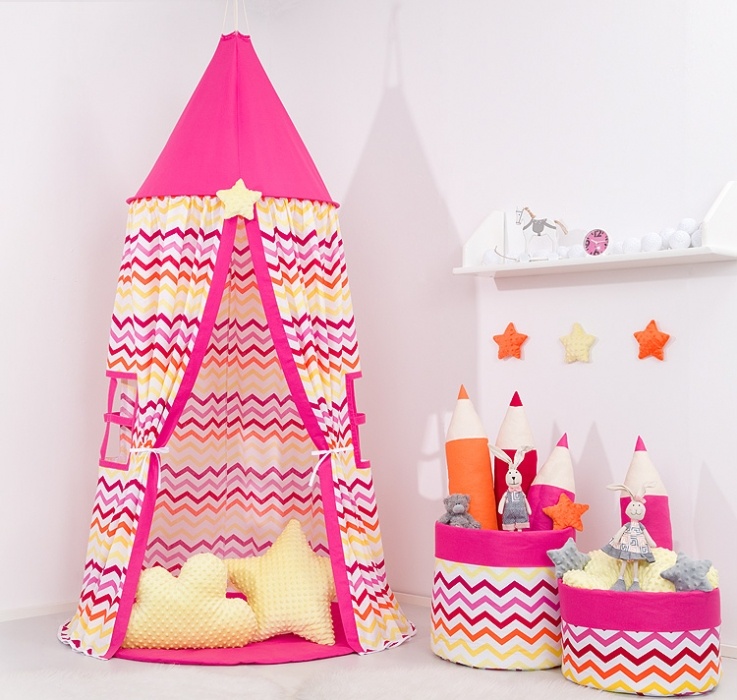 Stan pro děti, závěsný stan - barevný cik cak / malina BABY NELLYS - ilustrační foto