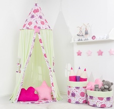 Stan pro děti, závěsný stan - mátový / pampelišky růžové BABY NELLYS - ilustrační foto