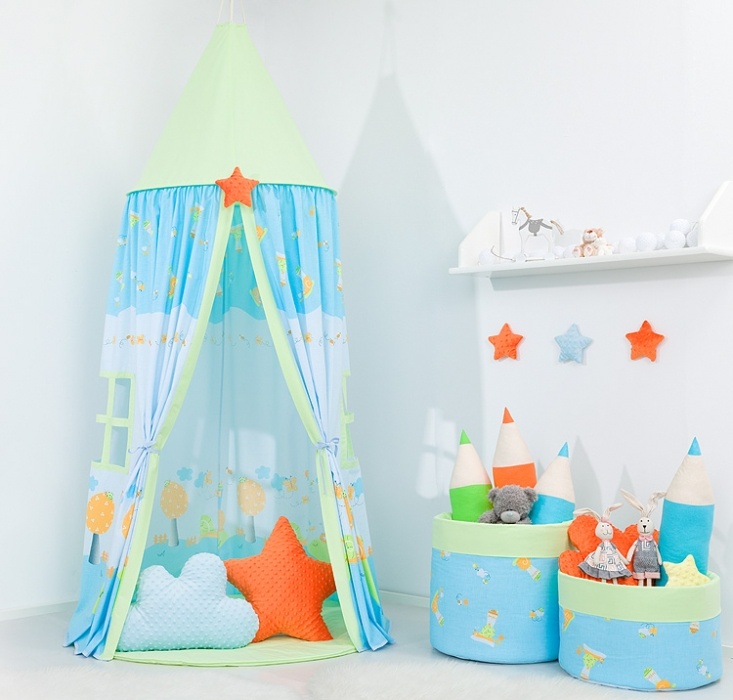 Stan pro děti, závěsný stan - šnek modrý / zelený BABY NELLYS - ilustrační foto