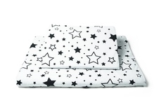 Polštářkový mantinel s povlečením - hvězdičky, černá/bílá/fialová BABY NELLYS
