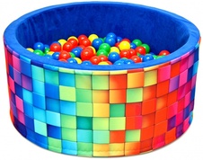 Bazén pro děti 90x40cm kruhový tvar + 200 balónků - modrý, barevné kostičky