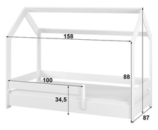 Dětská postel BabyBoo Domeček, 160 x 80 cm rozměry