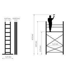 DRABEST Lešení hliníkové HECTOR PRO, dosah 4,73m