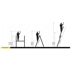 DRABEST Žebříkové lešení 2x6 BASIC Alu, rozměr plošiny 1,14x0,33m rozměry