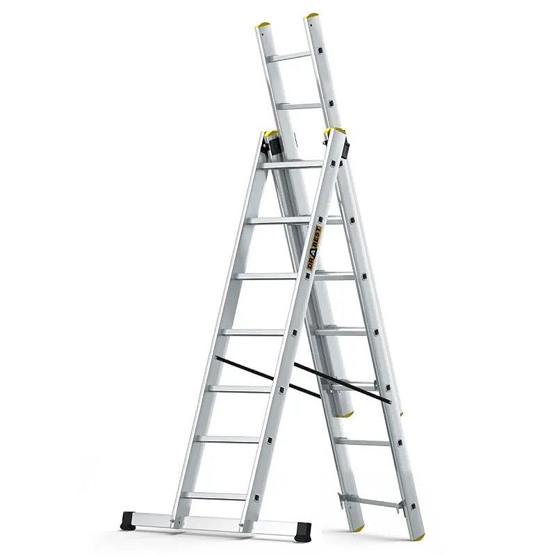 Drabest Žebřík hliníkový 3x7 PRO, 3-dílný PROFI a