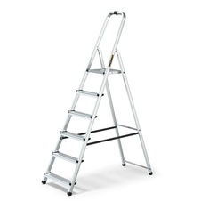 DRABEST Schůdky hliníkové 125kg, 6 stupňů, s háčkem