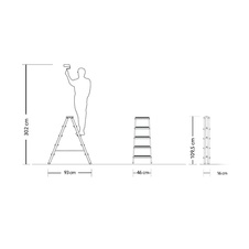 Hliníkové schůdky - štafle 2x5 stupně oboustranné DRABEST DD5 150 kg  rozměry 2