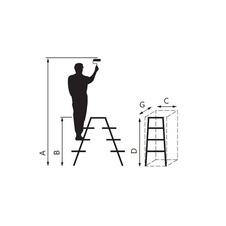 Hliníkové schůdky - štafle 2x5 stupně oboustranné DRABEST DD5 150 kg  rozměry