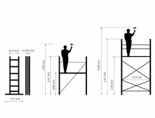 Lešení hliníkové Drabest HECTOR BASIC, dosah 4m rozměry
