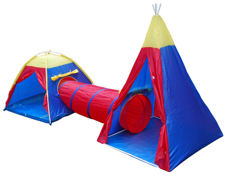 ACRA Dětský stanový set - 2 stany se spojovacím tunelem